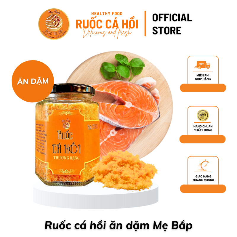 Ruốc Cá Hồi Ăn Dặm Mẹ Bắp Không Phụ Gia Thơm Ngon Bổ Dưỡng Dành Cho Bé Hũ 100g