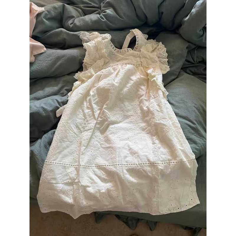 Váy công chúa cánh tiên cổ tích mùa hè babydoll dáng ngắn form xuông hơi xoè thắt nơ lưng phong cách Hàn Quốc