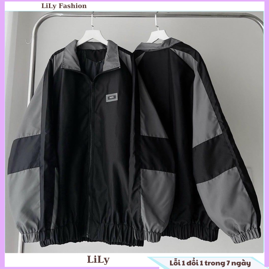 Áo khoác gió unisex form rộng nam nữ may 2 lớp vải dù xinh xắn