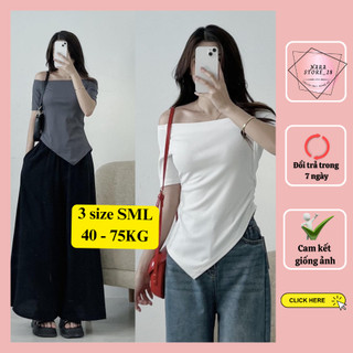 Áo trễ vai vạt nhọn chất thun cotton zip co giãn có size MS689