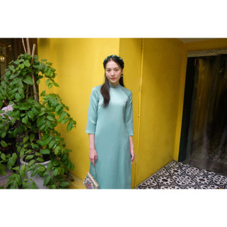 Set Áo Dài Rosemary Lụa Tây Thi Xanh ngọc