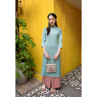 Set áo dài rosemary lụa tây thi xanh ngọc
