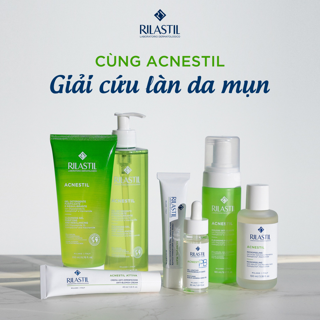 Sữa rửa mặt dạng gel dành cho da mụn - RILASTIL ACNESTIL CLEANSING GEL PURIFYING AND REBALANCING