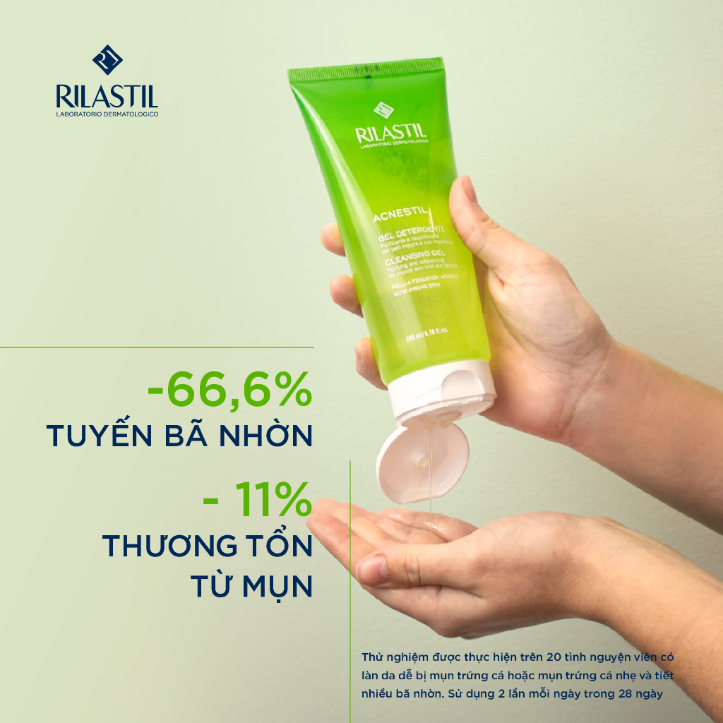 Sữa rửa mặt dạng gel dành cho da mụn - RILASTIL ACNESTIL CLEANSING GEL PURIFYING AND REBALANCING