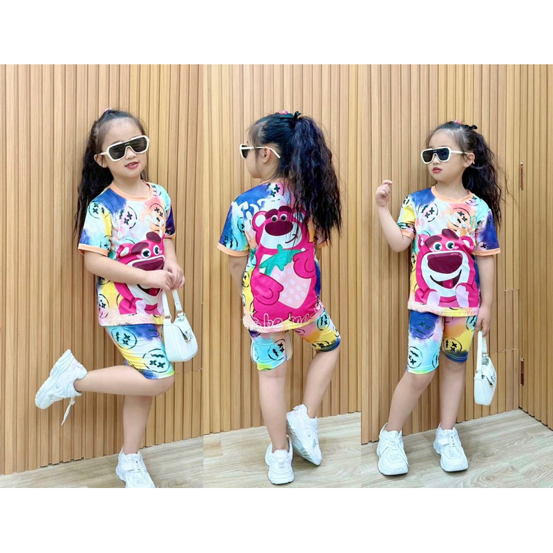 HOT TREND - Bộ bé gái thun lạnh hè ngố in hình 3D cực xinh yêu MB48