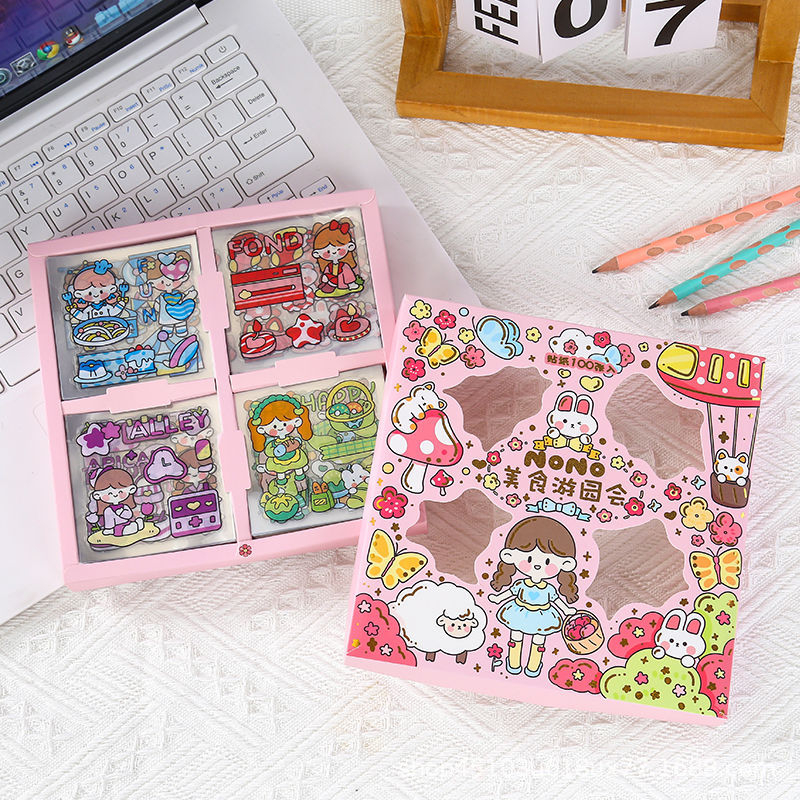 Hộp 40 tấm hình dán sticker cho bé cute dễ thương, Hộp sticker 40 tấm hình cô gái dễ thương