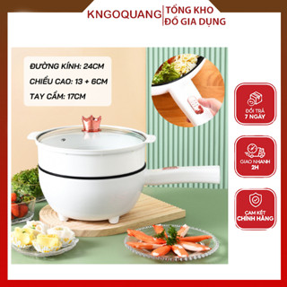 Chảo Điện Đa Năng Chống Dính Tráng Ceramic, Nồi Lẩu Điện Đa Năng Tay Cầm Dài Chắc Chắn Tiện Lợi Cho Gia Đình