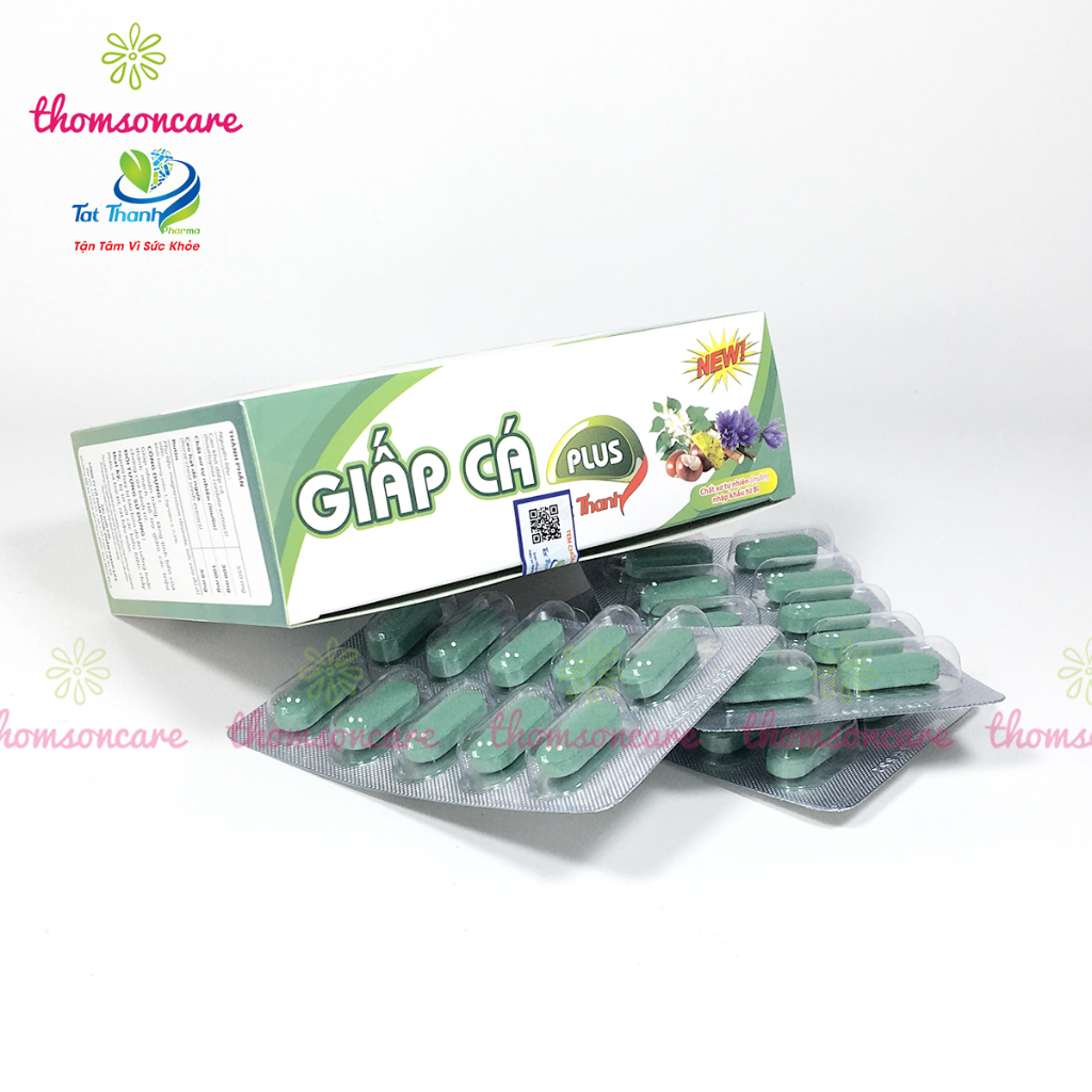 Viên uống Giấp Cá Plus - Giảm trĩ nội, trĩ ngoại, táo bón từ diếp cá, rutin chất xơ hòa tan - Hộp 30 viên Thomsoncare