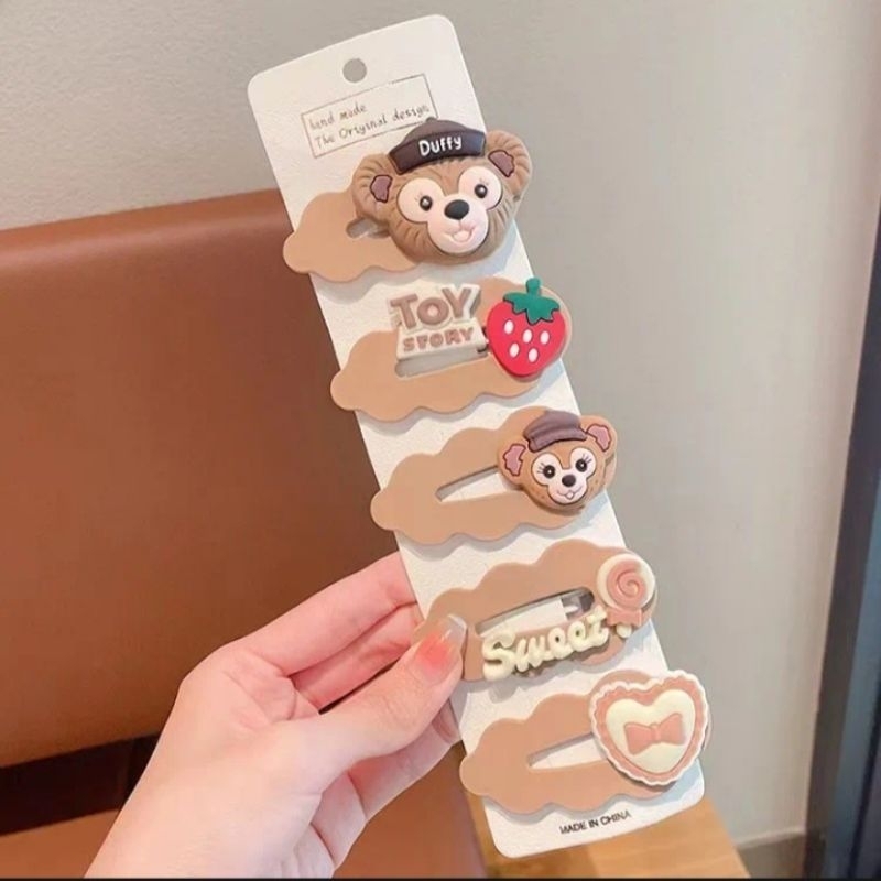 Set 5 kẹp tóc loại to nhiều màu sắc hình hoạt hình dễ thương cho bé gái phong cách Hàn Quốc