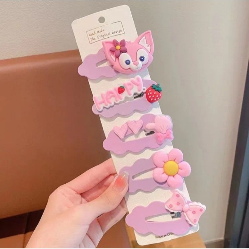 Set 5 kẹp tóc loại to nhiều màu sắc hình hoạt hình dễ thương cho bé gái phong cách Hàn Quốc