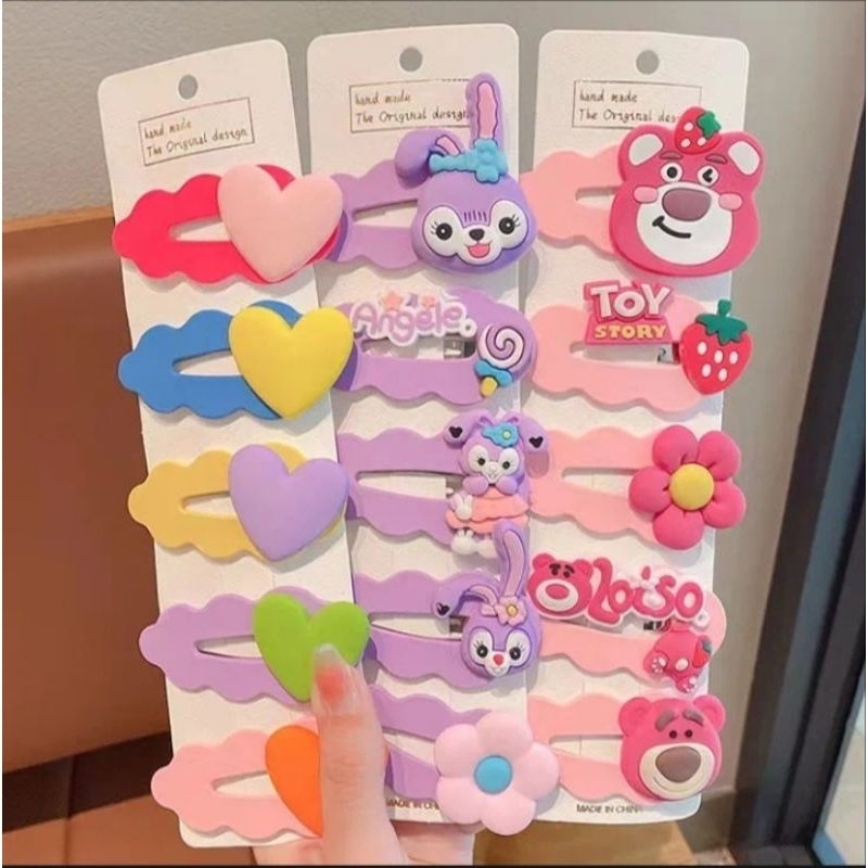 Set 5 kẹp tóc loại to nhiều màu sắc hình hoạt hình dễ thương cho bé gái phong cách Hàn Quốc