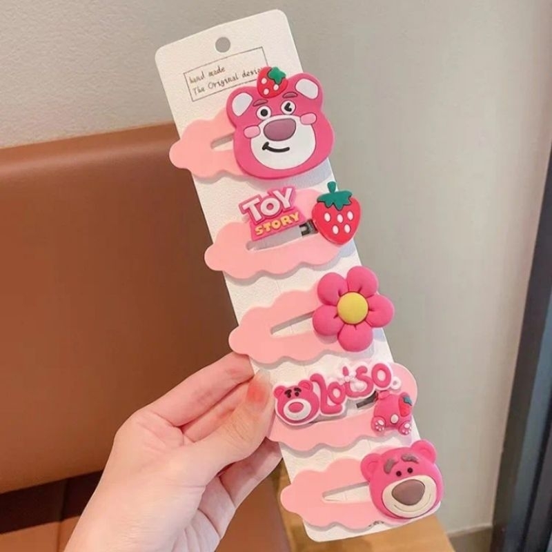 Set 5 kẹp tóc loại to nhiều màu sắc hình hoạt hình dễ thương cho bé gái phong cách Hàn Quốc