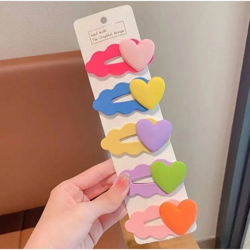 Set 5 kẹp tóc loại to nhiều màu sắc hình hoạt hình dễ thương cho bé gái phong cách Hàn Quốc