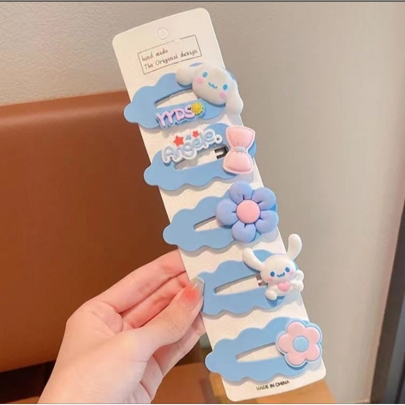 Set 5 kẹp tóc loại to nhiều màu sắc hình hoạt hình dễ thương cho bé gái phong cách Hàn Quốc