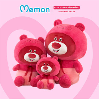 Gấu bông lotso huggin bear đỏ đội mũ đeo nơ cao cấp memon