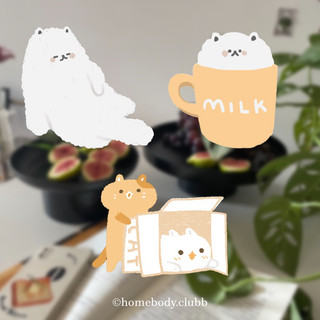 Homebodyclubb | Meow mini sticker pack hình dán dễ thương decor