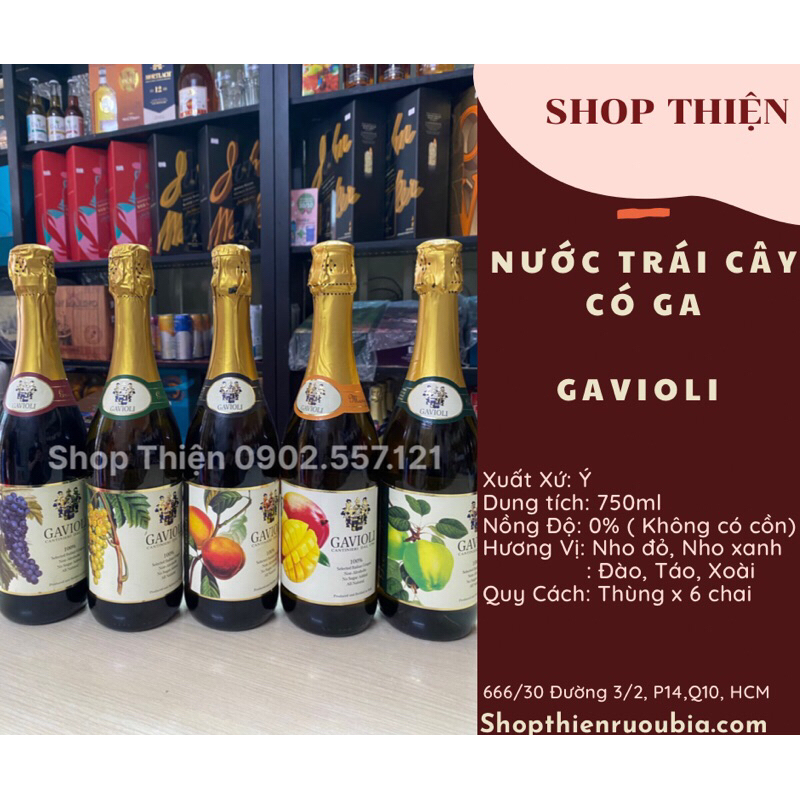 Thùng x 6 Chai Nước Nho Có Ga GAVIOLI 750ml