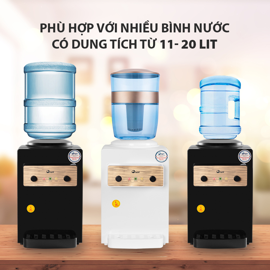 Cây nước nóng lạnh mini  FUJIE WD01E, bình lọc máy lọc nước nóng lạnh uống an toàn công nghệ Nhật Bản dispenser water