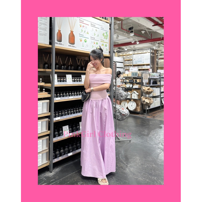 Đầm maxi bẹt vai tùng xoẻ_hàng thiết kế