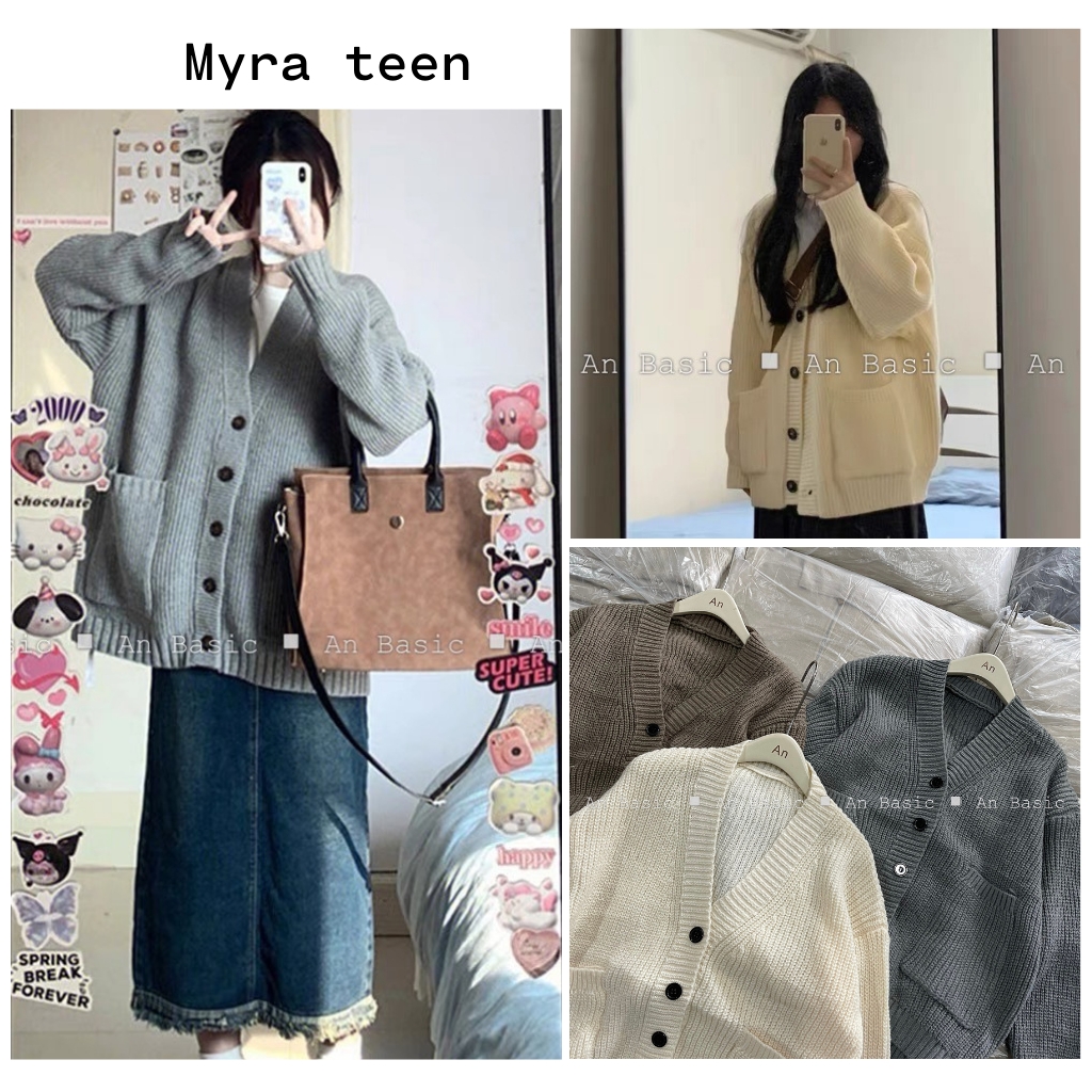 Áo khoác len cadigan trơn basic 2 túi vuông MYRA TEEN CDG8836 P0/K7