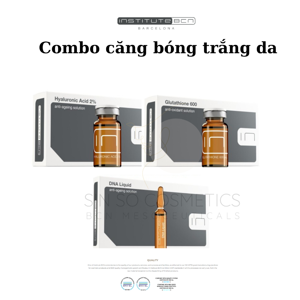 Combo BCN Glutathione 600 + HA2% + DNA trắng da căng bóng