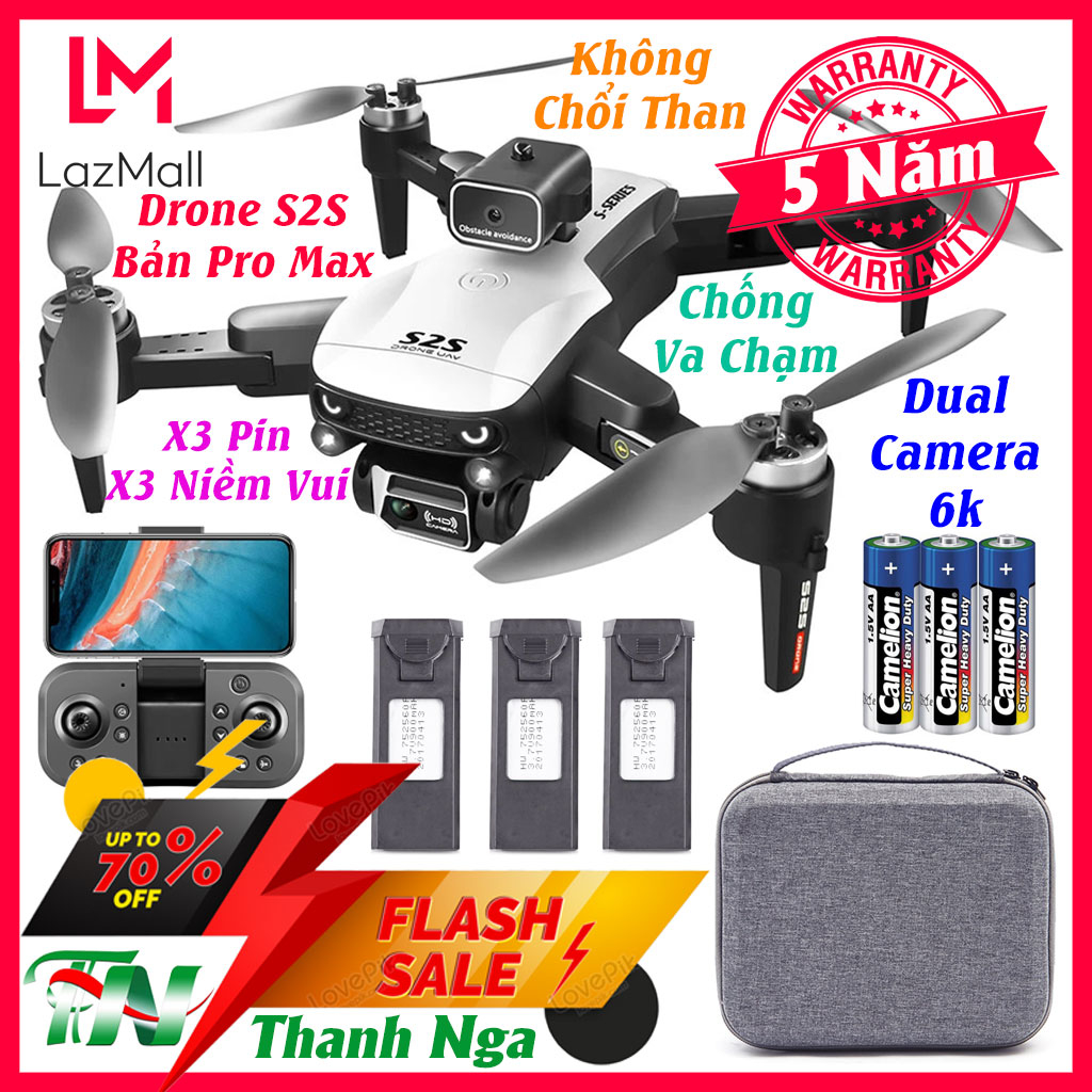 Flycam Mini Giá Siêu Rẻ S2S Pro Max Camera 6k, Máy Bay Điều Khiển Từ Xa 4 Cánh, Plycam, Flaycam, Playcam, Drone Mini