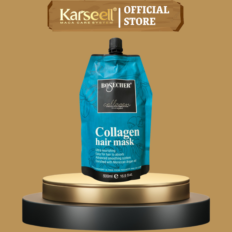 Kem ủ tóc collagen Bosecher Phục Hồi Kích Thích Mọc Tóc Hương Nước Hoa 500ml | Dẩu Hấp Ủ Xả Tóc Collagen Bosecher