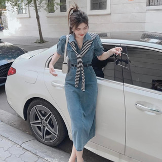 ĐẦm Suông Nữ Váy jean kèm choàng + đai nịt hàng Quảng Châu CC💥chuẩn ảnh