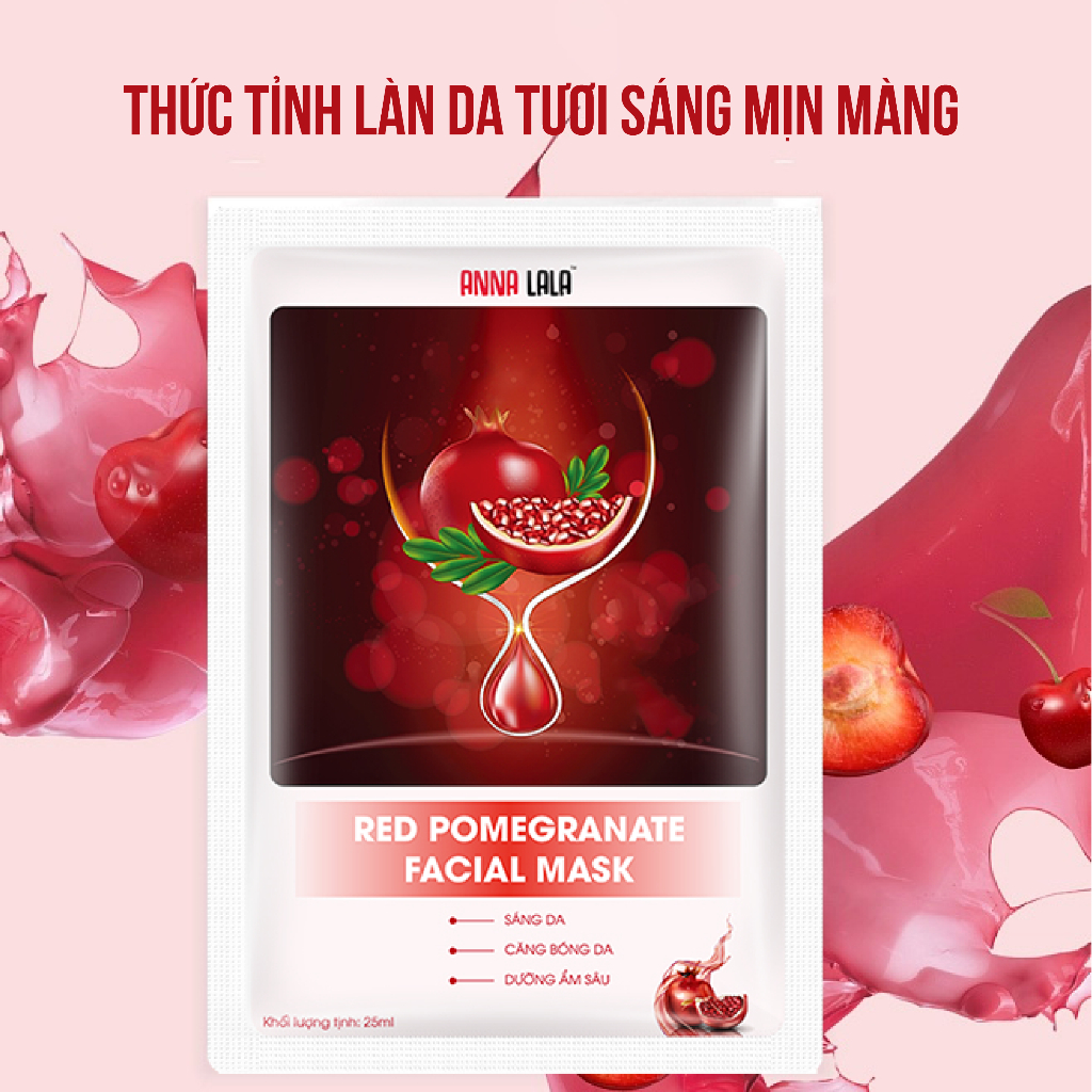 Mặt nạ Annalala chính hãng Lựu đỏ tươi sáng, căng bóng, mịn màng 1 miếng