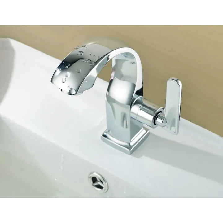 Vòi rửa mặt, vòi lavabo lạnh 20cm VL020 - Kiểu chim thiên nga - Tông màu sáng bóng - Chất liệu đồng mạ crom siêu bền