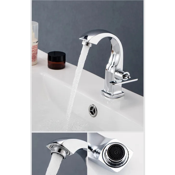 Vòi rửa mặt, vòi lavabo lạnh 20cm VL020 - Kiểu chim thiên nga - Tông màu sáng bóng - Chất liệu đồng mạ crom siêu bền