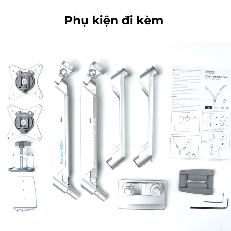 Giá Đỡ Màn Hình Đôi Human Motion T6 Pro - Dual - hai tay nâng 2 màn hình máy tính-gọn gàng