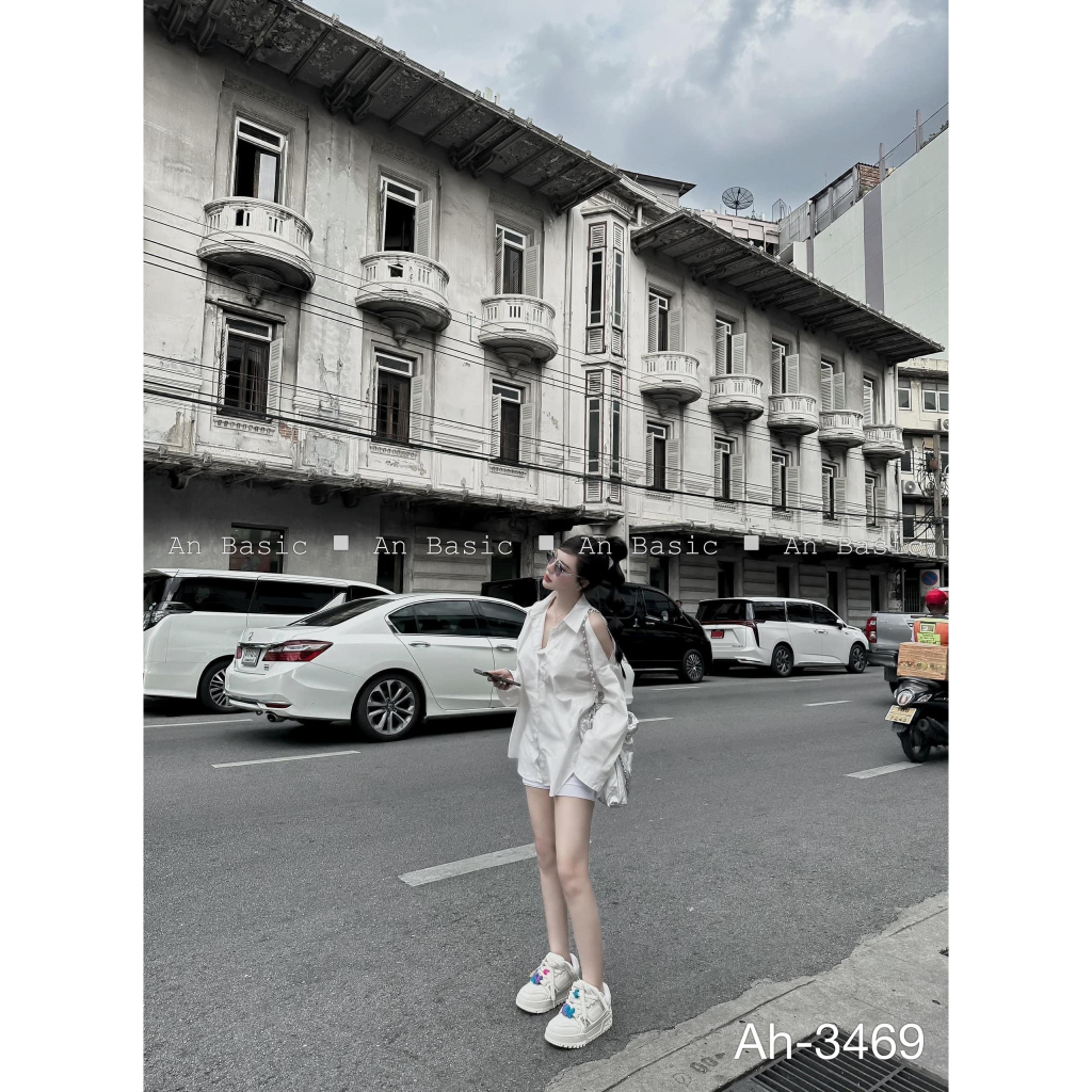 Áo sơ mi nữ dài tay khoét vai dáng tiểu thư Aokhoetvai3469 P6K3