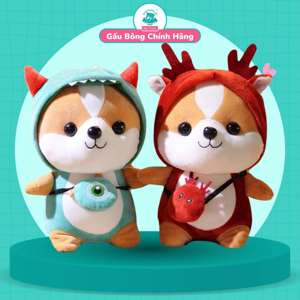 Gấu Bông Chó Shiba Cosplay Chính Hãng Size 25cm và 45cm Mềm Mịn - Gấu Bông Online Cao Cấp