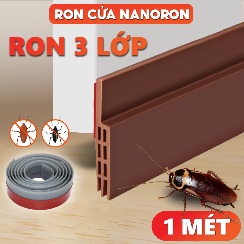 Thanh chặn khe hở cửa ra vào NANORON Ron cao su dán chân cửa dày 5mm, gồm 3 lớp, chống côn trùng, khói bụi R3L