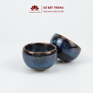 Chén uống trà men hỏa biến xanh