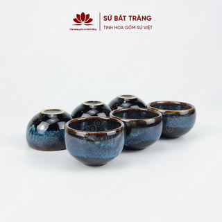 Chén uống trà men hỏa biến xanh