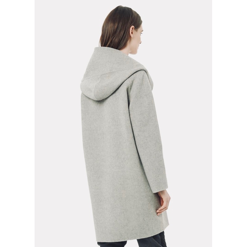 Áo khoác nỉ dáng dài có mũ màu xám  - Thanh lý vnxk