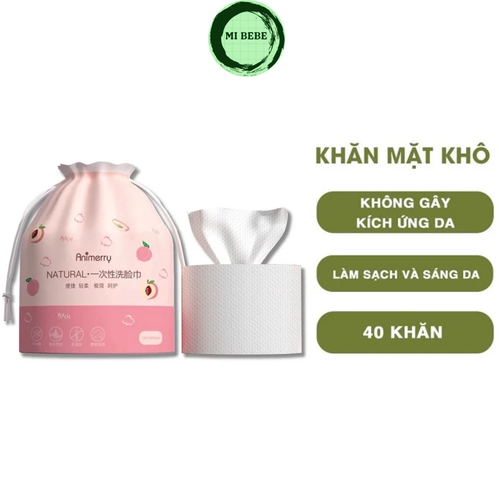 Khăn mặt khô dùng một lần Animerry lau mặt lau khô, lau ướt - Mibebe