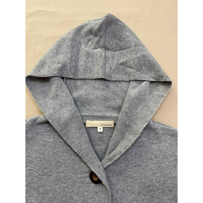 Áo khoác nỉ dáng dài có mũ màu xám  - Thanh lý vnxk