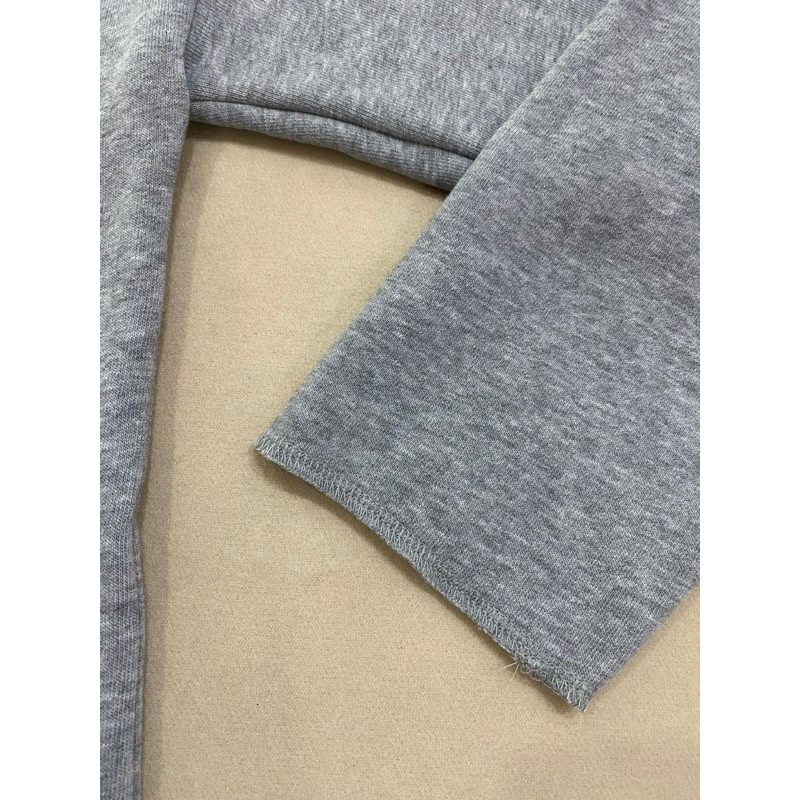 Áo khoác nỉ dáng dài có mũ màu xám  - Thanh lý vnxk