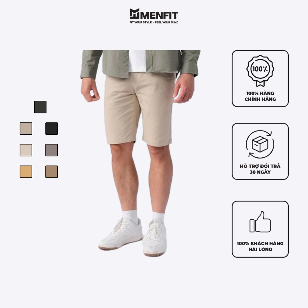 Quần short kaki nam cao cấp MENFIT QSKK 102 chuẩn form, tôn dáng, 7 màu thời trang