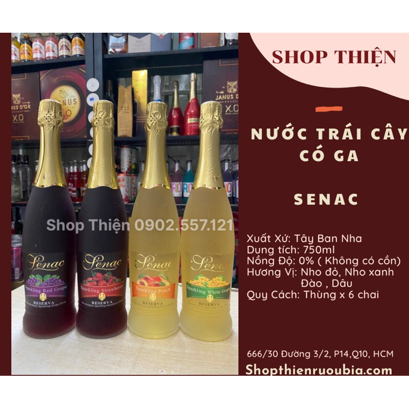 Thùng X 6 Chai Nước Trái cây có Ga Tây Ban Nha SENAC 750ml
