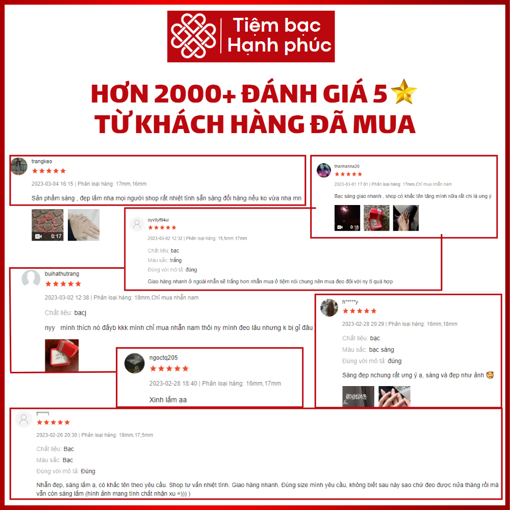 Nhẫn Đôi Bạc #TBHP tiembachanhphuc Cam Kết Chuẩn Bạc Ta 925 Xịn Không Xỉn Màu - Mã TSJC36