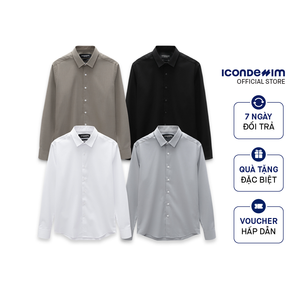 Áo Sơmi Nam Tay Dài Slimfit ICONDENIM Basic SMID0092