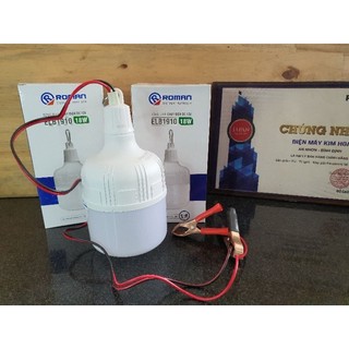 Đèn led bulb chạy điện dc roman , bóng đèn 12v kẹp bình ắc quy roman tiết kiệm điện elb1910/18w
