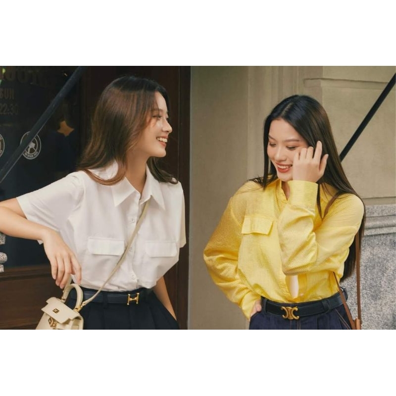 Áo cotton kẻ vàng HUONG BOUTIQUE - BSSM27