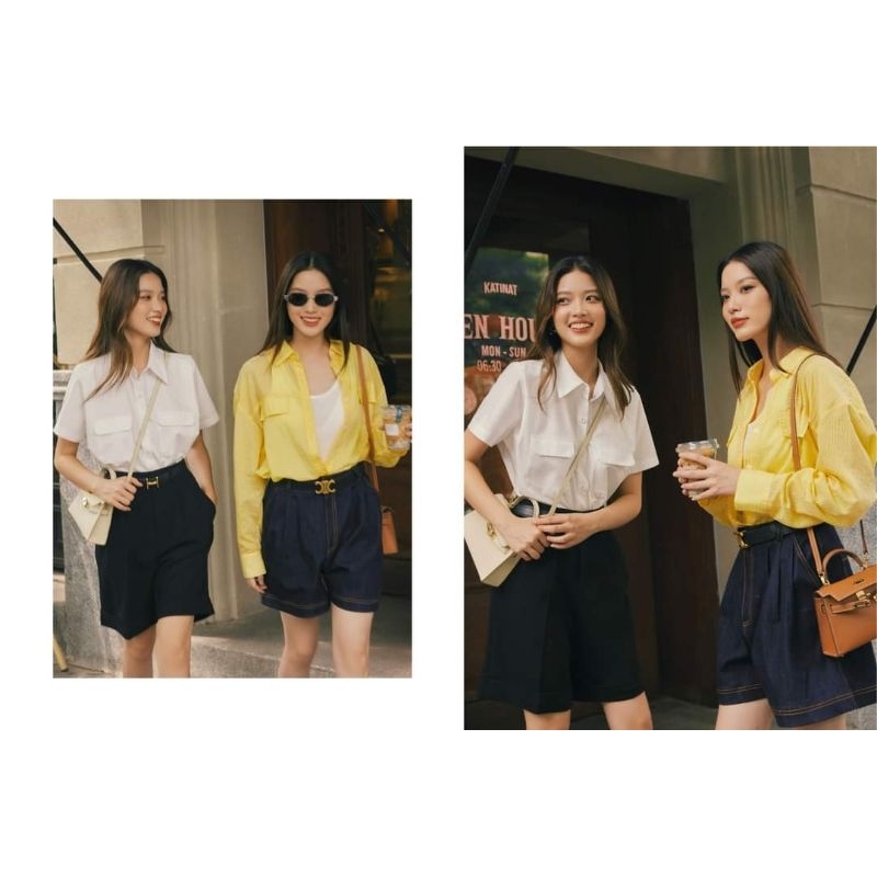 Áo cotton kẻ vàng HUONG BOUTIQUE - BSSM27