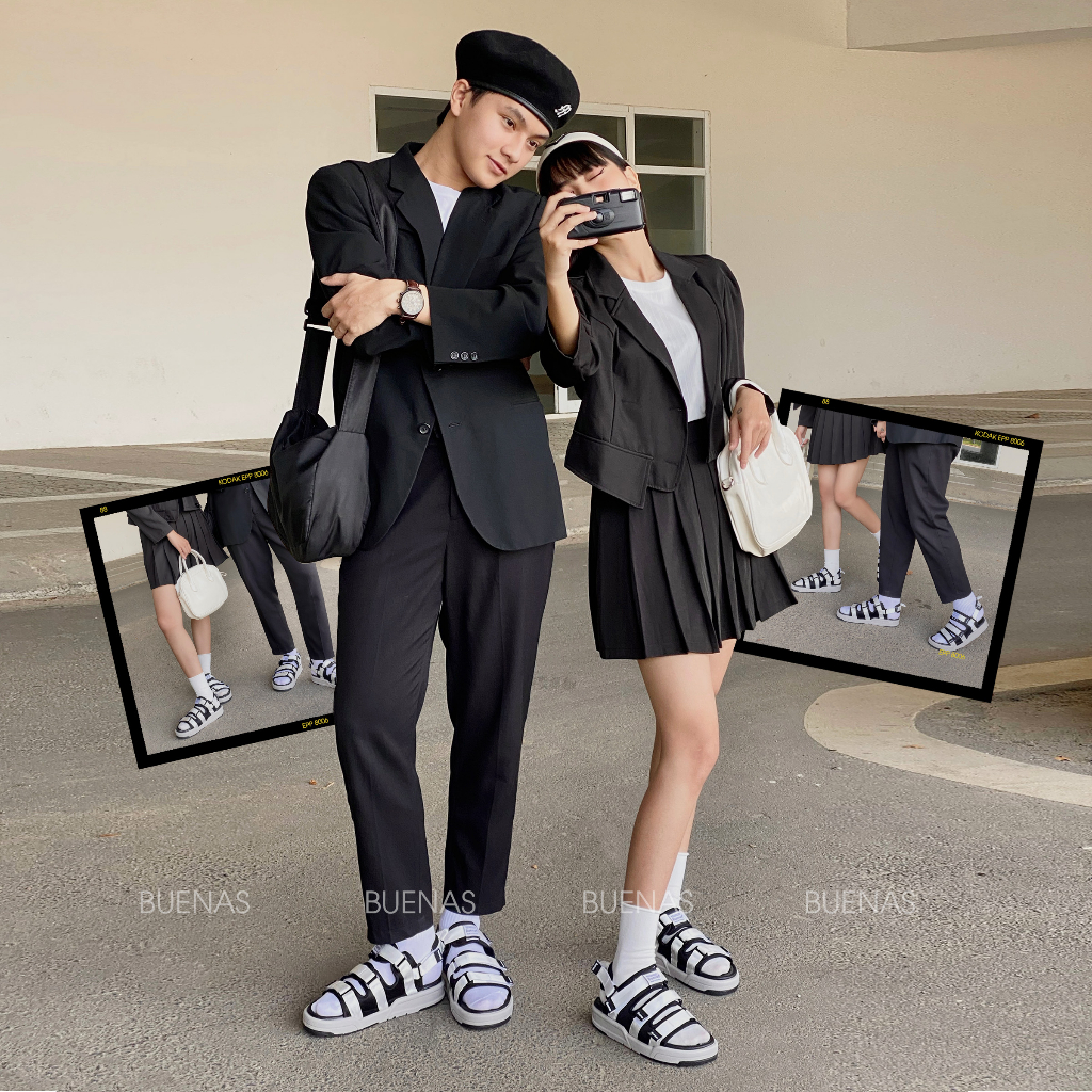 Giày sandal nam nữ unisex đi học quai ngang Buenas Sport 6879 đế cao 3 phân