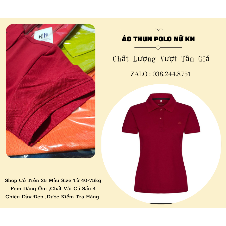 Aó Thun PoLo Nữ Màu Đỏ Đô